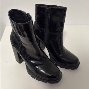 Black Patent Leather Ankle Boots